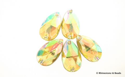 Jewel Acrylics Sew-On TEARDROP Jonquil AB 18mm